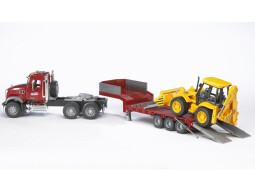 Bruder MACK Granite s návěsem a traktorem JCB 4CX 1:16 